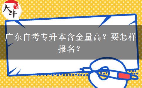 广东自考专升本含金量高？要怎样报名？