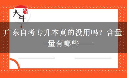 广东自考专升本真的没用吗？含量量有哪些