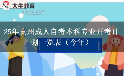 25年贵州成人自考本科专业开考计划一览表（今年）