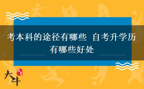 考本科的途径有哪些 自考升学历有哪些好处