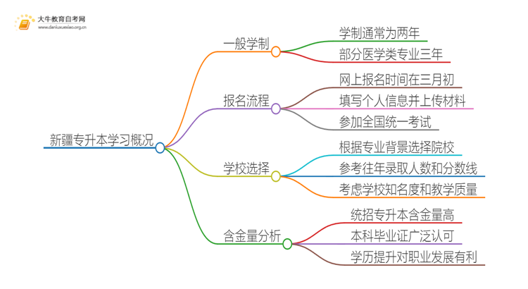 在新疆专升本一般几年哪？思维导图