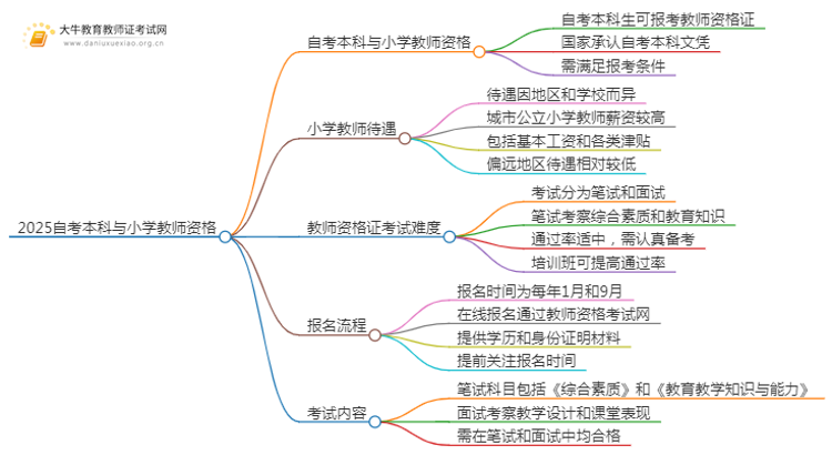 2025自考本科可以当小学老师吗思维导图