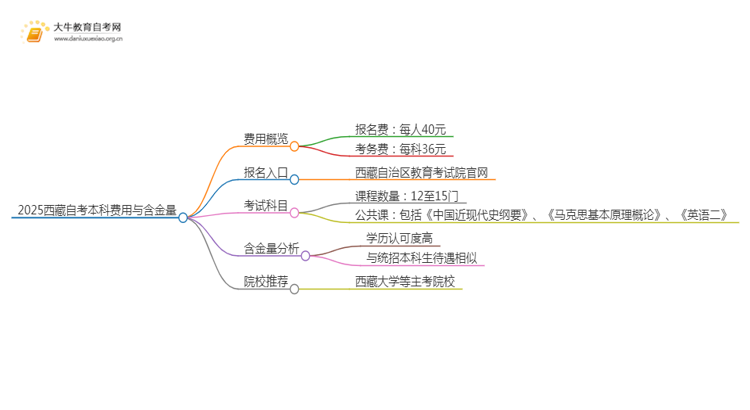 2025西藏自考本科要多少钱 含金量高吗思维导图