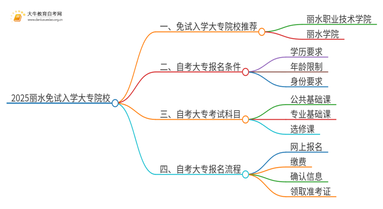 2025丽水不用考试就能入学的大专有哪些？思维导图