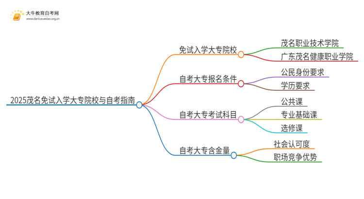 2025茂名不用考试就能入学的大专有哪些？思维导图