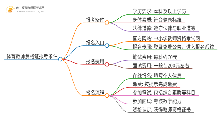 体育教师资格证报考条件初中2025年有哪些思维导图