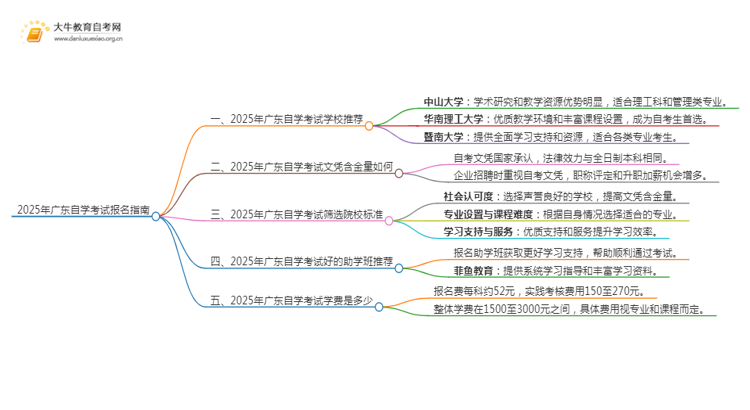 2025年广东自学考试报名怎么报学校思维导图