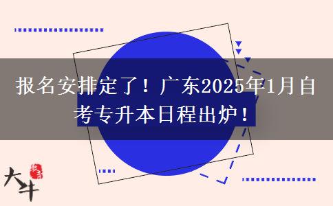 报名安排定了！广东2025年1月自考专升本日程出炉！