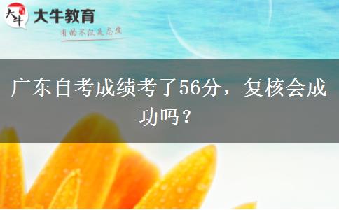 广东自考成绩考了56分，复核会成功吗？