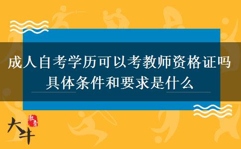 成人自考学历可以考教师资格证吗 具体条件和要求是什么