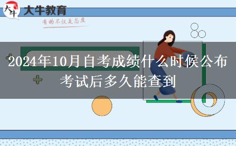 2024年10月自考成绩什么时候公布 考试后多久能查到