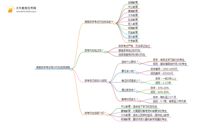 海南自学考试培训机构排名前十 如何选择思维导图