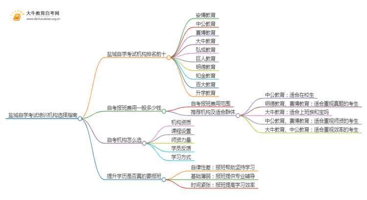 盐城自学考试培训机构排名前十 如何选择思维导图