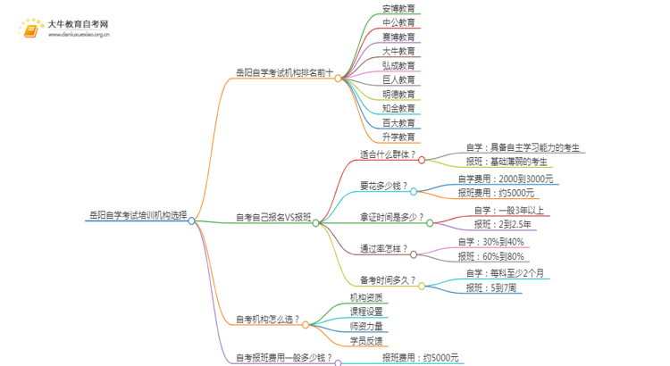 岳阳自学考试培训机构排名前十 如何选择思维导图