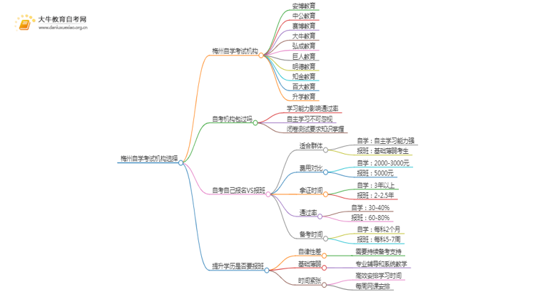 梅州自学考试培训机构排名前十 如何选择思维导图