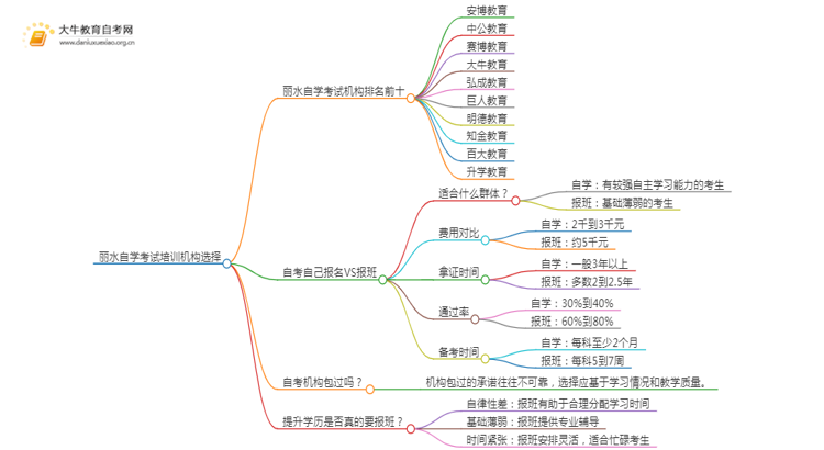 丽水自学考试培训机构排名前十 如何选择思维导图