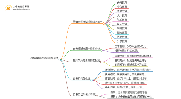 天津自学考试培训机构排名前十 如何选择思维导图