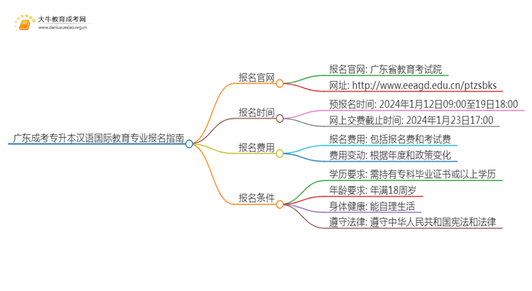 广东成考专升本汉语国际教育专业怎么报名 附条件+时间思维导图