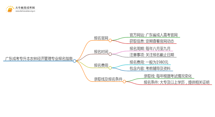 广东成考专升本农林经济管理专业怎么报名 附条件+时间思维导图