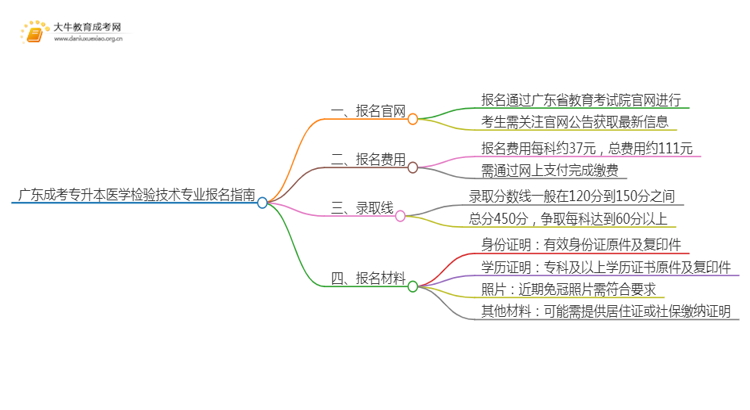 广东成考专升本医学检验技术专业怎么报名 附条件+时间思维导图