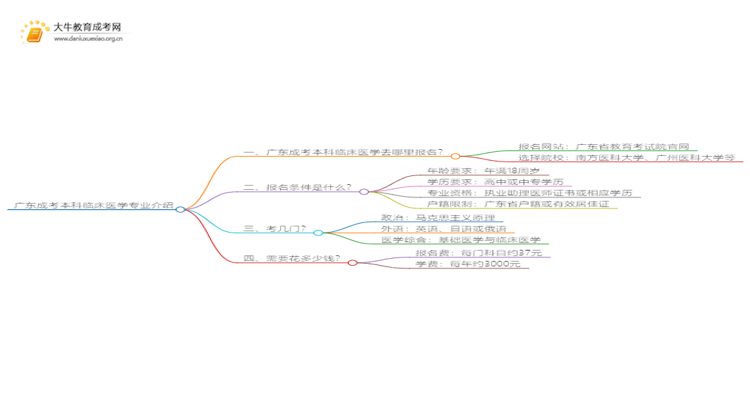 广东成考本科临床医学专业介绍 含金量高！好考！思维导图