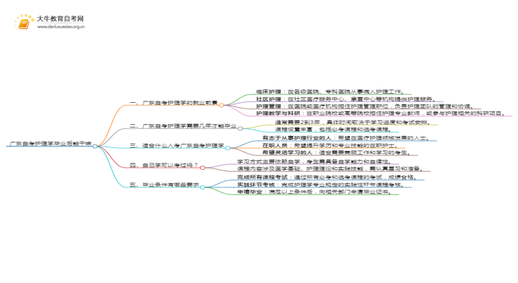 广东自考护理学毕业后能干嘛？思维导图