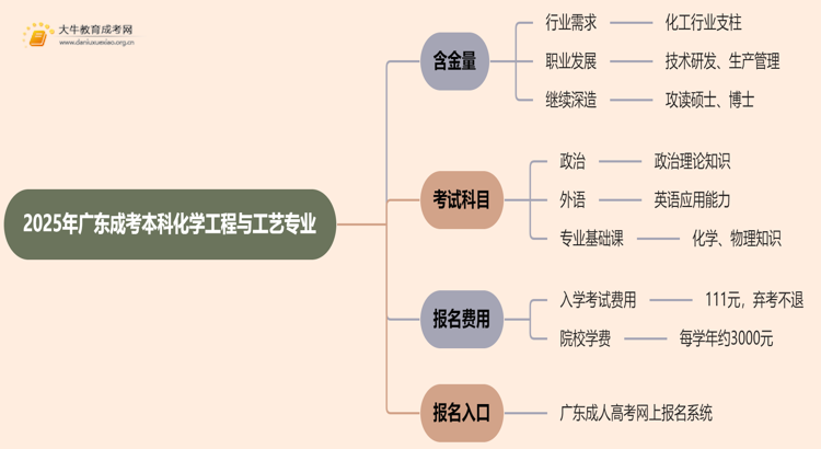 2025年广东成考本科化学工程与工艺专业含金量高吗？思维导图