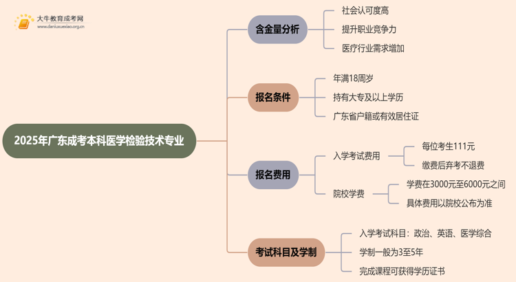 2025年广东成考本科医学检验技术专业含金量高吗？思维导图