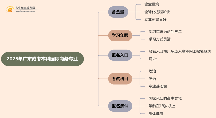 2025年广东成考本科国际商务专业含金量高吗？思维导图