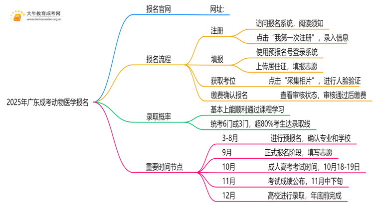 2025年广东成考动物医学怎么报名（+指南）思维导图