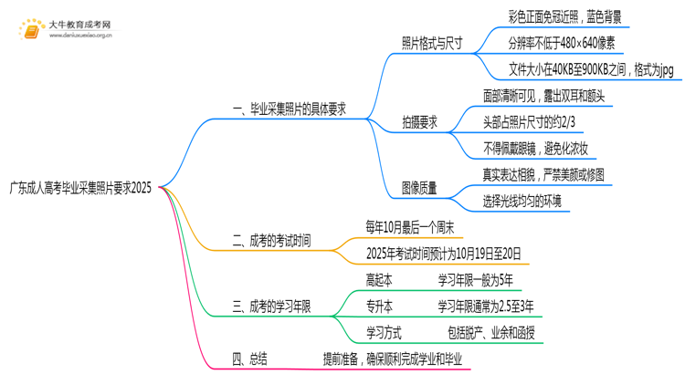 广东成人高考毕业采集照片要求2025思维导图