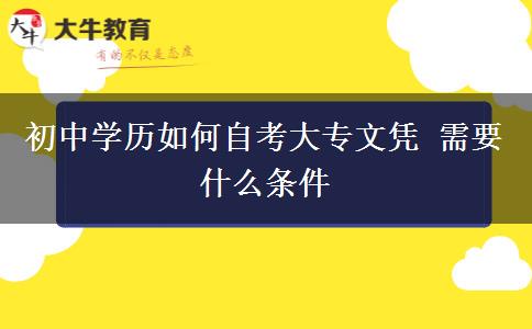 初中学历如何自考大专文凭 需要什么条件