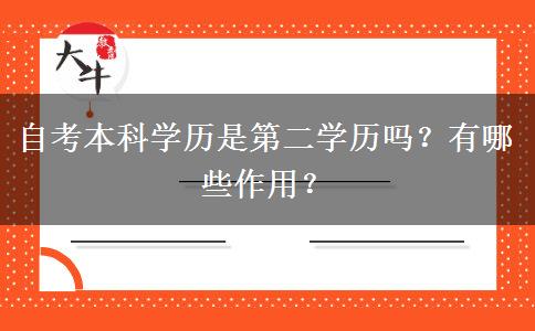 自考本科学历是第二学历吗？有哪些作用？