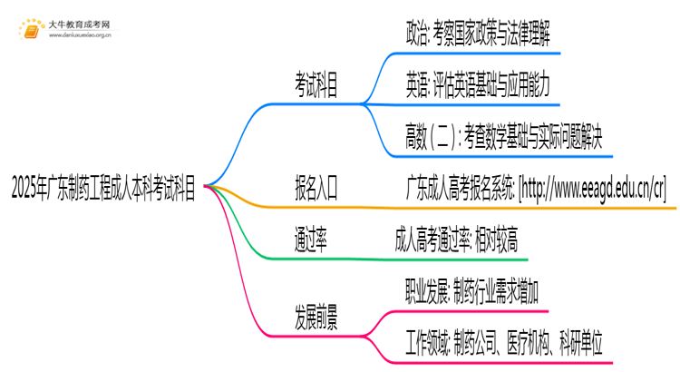 2025年广东制药工程成人本科考啥科目？思维导图